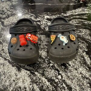 CROCS Kids Black Sandals with Playful Charms